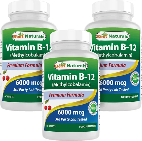 Vista 12 de Best Naturals Vitamina B-12 como metilcobalamina (metil B12), 6000 mcg comprimido, 60