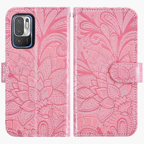 Vista 5 de Asuwish Funda de teléfono para Xiaomi Redmi Note 10 5G con protector de pantalla de vidrio templado y cubierta de billetera de encaje Soporte
