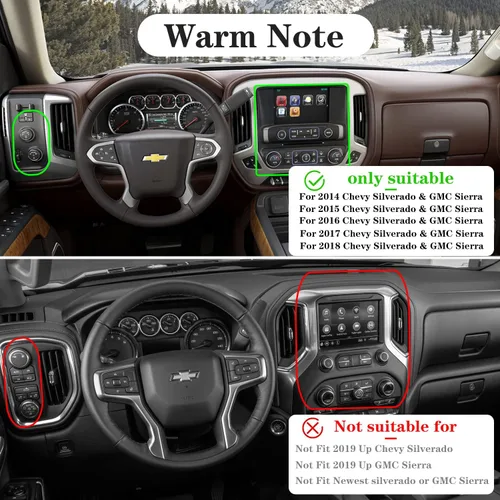 Vista 3 de Cubierta de perilla para Chevy Silverado 2014-2018, control de temperatura, botón de luz de radio de volumen, consola central, interruptor de señal