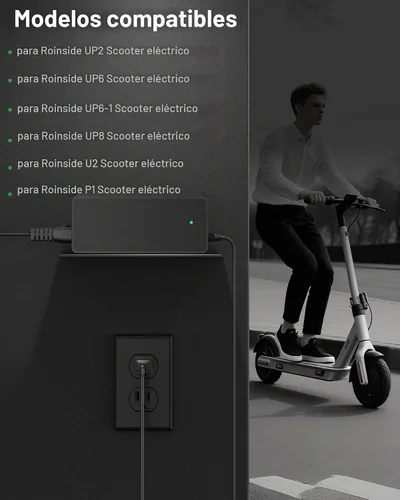 Vista 2 de VHBW Cargador de 42 V compatible con Roinside Electric Scooter Charger, compatible con Roinside UP2, UP6, UP6-1, UP8, U2, P1 Scooter eléctrico
