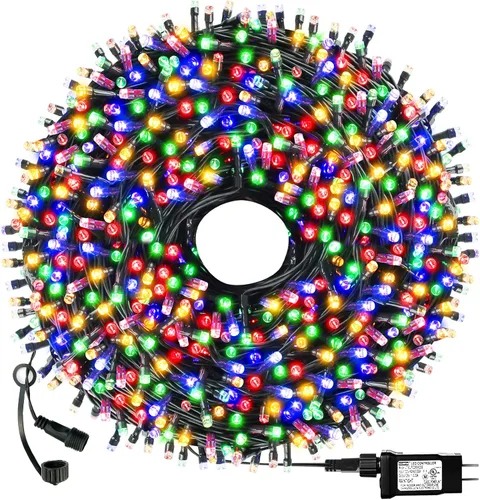 Vista 9 de Guirnalda de luces de Navidad con enchufe de extremo a extremo, 8 modos, 108 pies, 300 LED, IP55, impermeable, con certificación UL