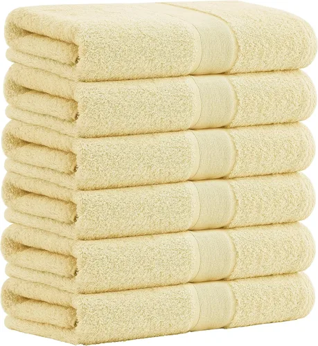 Vista 23 de Aibaser Toallas de baño, 27 x 54 pulgadas, naturales, ultra absorbentes, para baño, viajes, gimnasio, ducha y spa (juego de 6 piezas) (azul)