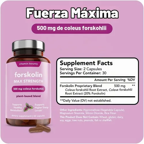 Vista 2 de Vitamina Bounty, Forskolin, 0.1763 oz, 60 ct