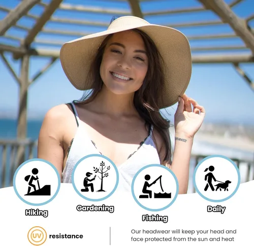 Vista 33 de Simplicity - Sombrero con protección solar UV UPF 50 para mujer, convertible en visera para playa