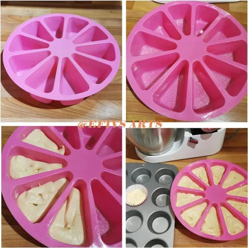 Vista 6 de Molde de rebanada de pastel de 8 cavidades, molde para hornear rebanada de pizza, molde para hornear pan de maíz, mousse, molde para pizza, jabón