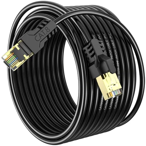 Vista 10 de Cable Ethernet Cat 8 de 3 pies, 6 pies, 10 pies, 20 pies, 40 pies, 50 pies, 100 pies, 150 pies, 40 pies, 40 Gbps, 2000 Mhz, 26 AWG, conector RJ45