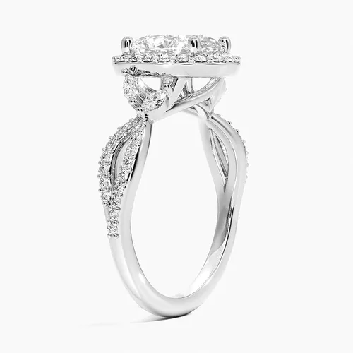 Vista 3 de CUSTOMIZE JEWELS IGI Anillo de compromiso con halo de diamantes de talla ovalada TW de 2.93 quilates con marquesa de acento y diamantes redondos