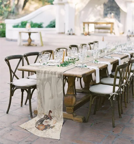 Vista 5 de Elegant Pumpkins Chiffon Table Runner 55 Inches Long, Voile Sheer Tulle Runner for Rustic Wedding Reception Bridal Shower Decorations Birthday