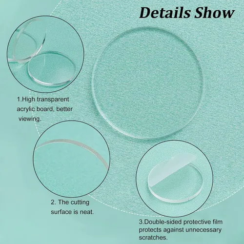 Vista 4 de FINGERINSPIRE 100 piezas de lámina de acrílico circular transparente de 1 pulgada, bases circulares en miniatura en blanco, disco de acrílico mini