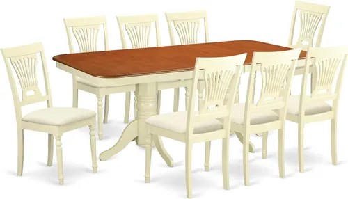 Vista 14 de East West Furniture NAPL7-WHI-C - Juego de mesa de cocina de 7 piezas que consta de una mesa de comedor rectangular con hojas de mariposa y 6 sillas