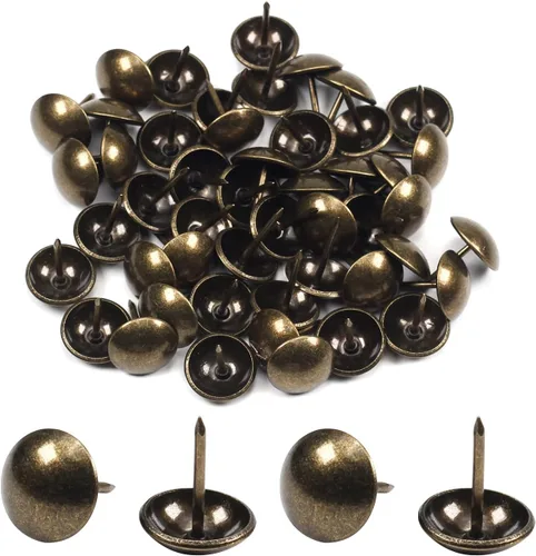Vista 26 de MroMax 120 tachuelas de clavos para tapicería de 0.47 pulgadas de diámetro, hierro de estilo vintage, de metal, redondos, de 0.67 pulgadas de altura