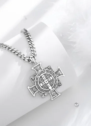 Vista 3 de CELESTIA Medallas de plata de ley 925 San MiguelSan CristóbalSan BenitoSan GabrielVirgen MaríaJesúsCaravacaMetatrónSello de los Siete Arcángeles