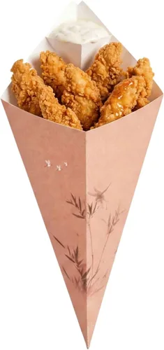 Vista 6 de Restaurantware Conetek - Conos de comida ecológicos de 11.5 pulgadas con bolsillo integrado para condimentos: para aperitivos, cono de papel seguro