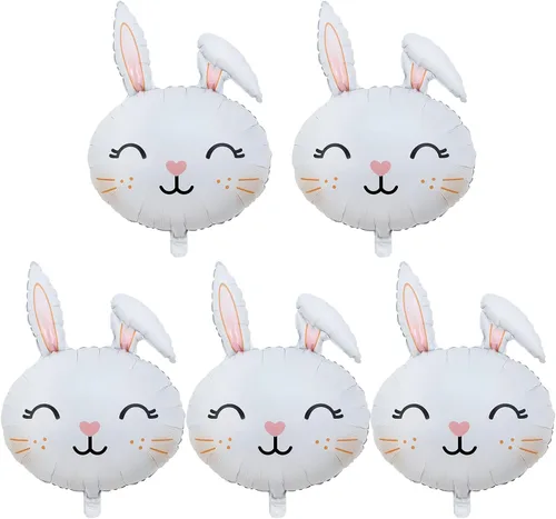 Vista 8 de Globos de Pascua con diseño de huevos de conejo, globos de fiesta verde, rosa, azul, amarillo, para fiesta temática de Pascua, suministros