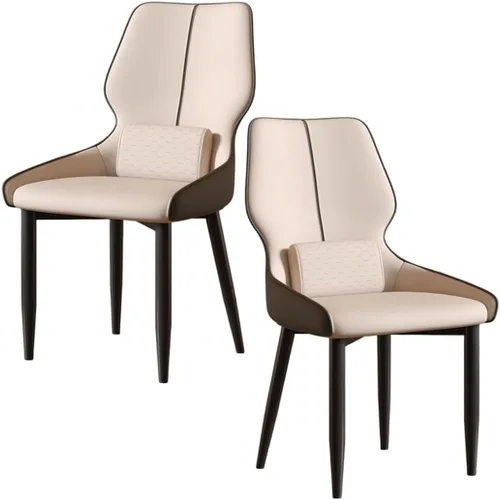 Vista 13 de YVYKFZD Juego de sillas de comedor de cuero, sillas de comedor con patas de metal, sillas de cocina tapizadas, silla minimalista sin brazos