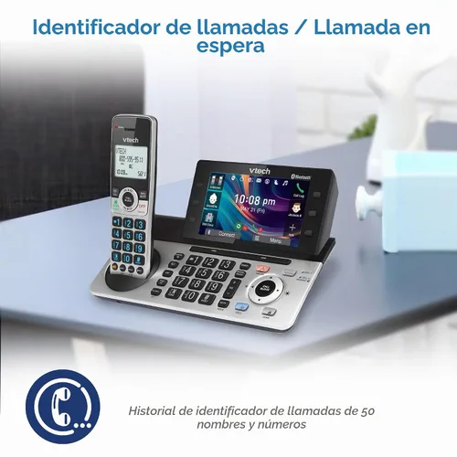 Vista 12 de VTech IS8251-3 - Teléfono inalámbrico de 3 manos de grado empresarial para oficina en casa, pantalla a color de 5", teclas de acceso directo