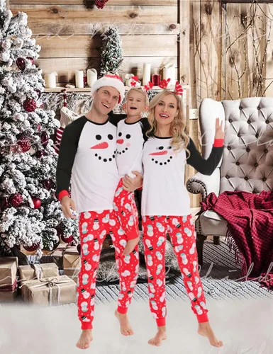 Vista 2 de SWOMOG Pijamas de Navidad familiares a juego, pijamas de Navidad para la familia, parejas, ropa de dormir para adolescentes