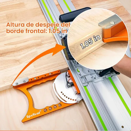 Vista 7 de SpeTool Sierra de riel cuadrada de ángulo ajustable con 9 topes de ángulo preestablecidos (0 ° a 60 °), ajuste rápido, compatible con Festool