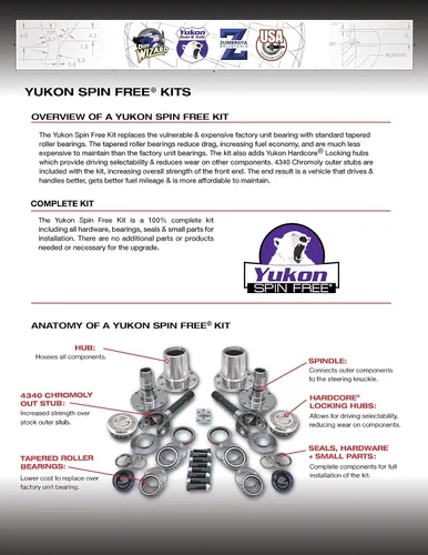 Vista 3 de Yukon (YA WU-07), juego de conversión de bloqueo de giro libre para diferencial de Jeep TJ/XJ/YJ Dana 30