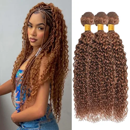 Vista 117 de Color 30 paquetes de cabello humano marrón onda del cuerpo paquetes 8 10 12 pulgadas brasileño virgen Remy extensiones de cabello humano doble trama
