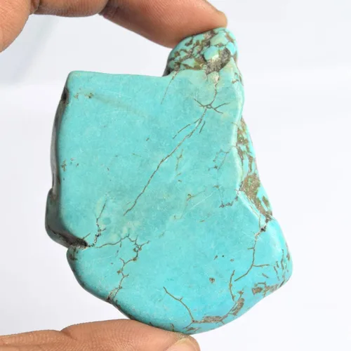 Vista 4 de GEMHUB Losa auténtica de turquesa natural pura de 217.50 quilates sin cortar azul turquesa cristal azul turquesa piedra suelta, Gema, Arizona - azul