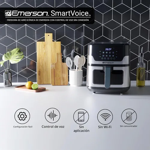 Vista 5 de Emerson Freidora de aire SmartVoice de 5.3 cuartos de galón, más de 1000 comandos de voz, cocina digital 6 en 1, diseño compacto de encimera, cocina