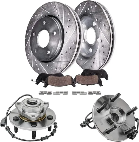 Vista 20 de Detroit Axle - Kit de frenos delanteros para Nissan Altima 2002-2006, Maxima 2002-2003, Infiniti I35 2002-2004, Rotores de freno de disco estriados