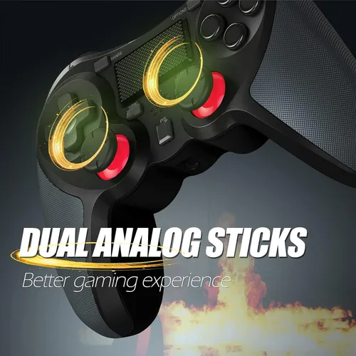 Vista 3 de TERIOS - Control inalámbrico compatible con Play-Station 4, control de juego para PS-4 ProPS-4 Slim, altavoz integrado y conector de auriculares