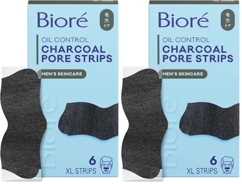 Vista 13 de Bioré Tiras de limpieza profunda de poros de carbón para hombres, tiras nasales para la eliminación de puntos negros en piel grasa, cuenta