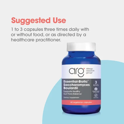 Vista 3 de Allergy Research Group - Probióticos Saccharomyces Boulardii para la salud gastrointestinal - Cápsulas de 60 ct 9 Billion CFU Probiotic Yeast for