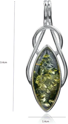 Vista 2 de Ian and Valeri Co. Colgante de nudo celta con forma de marquesa de plata esterlina ámbar verde, Plata esterlina, Ámbar
