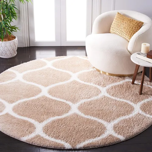 Vista 42 de SAFAVIEH Tahoe Shag Collection - Alfombra para pasillo, 2 x 9 pies, color beige y blanco, diseño de enrejado, no desprende pelusa y de fácil