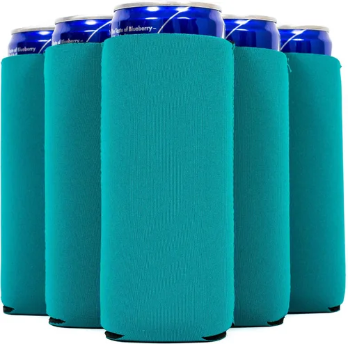 Vista 23 de QualityPerfection Fundas delgadas para enfriar latas, cerveza/energía (paquete de 6) para bebidas en blanco, 12 onzas, alta calidad, 0.157 in