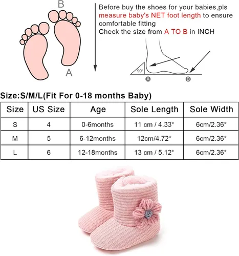 Vista 2 de LIVEBOX Prewalker Botas de invierno para bebés y niñas con suela antideslizante suave de alta calidad
