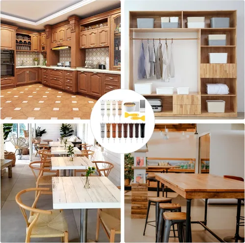 Vista 7 de SEISSO Kit de reparación de muebles de madera, rellenos de reparación de madera de 12 colores con masilla de madera. Se utiliza para manchas