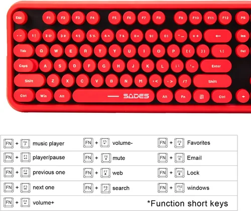 Vista 3 de Combo de teclado inalámbrico, teclado inalámbrico de 2.4 GHz, teclado retro de computadora de oficina de tamaño completo Letton y mouse inalámbrico