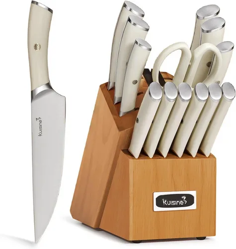 Vista 8 de Kuisine Juego de Cuchillos de Chef Afilados Mejorados con Bloque, Moldeado de Una Pieza de Acero Inoxidable de Alto Carbono Forjado, Juego de Bloque