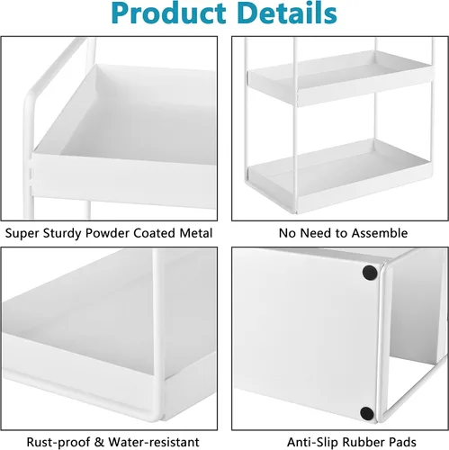 Vista 7 de Organizador de encimera de baño, bandeja de tocador para cosméticos y maquillaje, estante de especias de cocina, estante de pie, 3 niveles