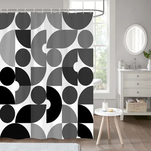 Vista 12 de zokyer - Cortina de ducha para niños, divertida y abstracta, de tamaño pequeño, con lunares, geométrica, de color, única, estrecha, para baño