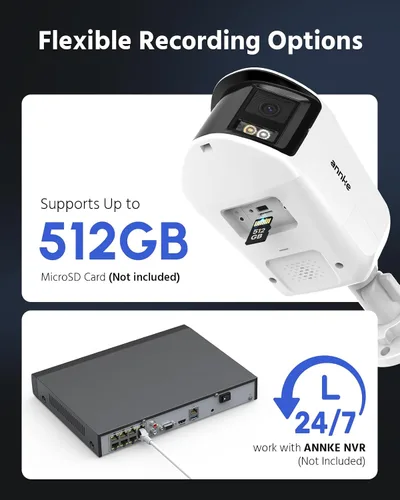 Vista 7 de ANNKE FCD800 - Cámara de seguridad PoE de 4K 8MP con lente dual, vista panorámica de 180°, visión nocturna a color con luz dual inteligente, audio