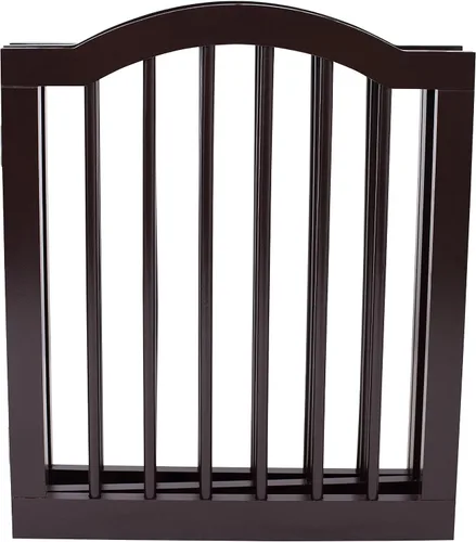Vista 9 de INTERNET'S BEST Puerta para perros con parte superior arqueada, 3 paneles, barrera de madera para mascotas de 24 pulgadas de alto para perros