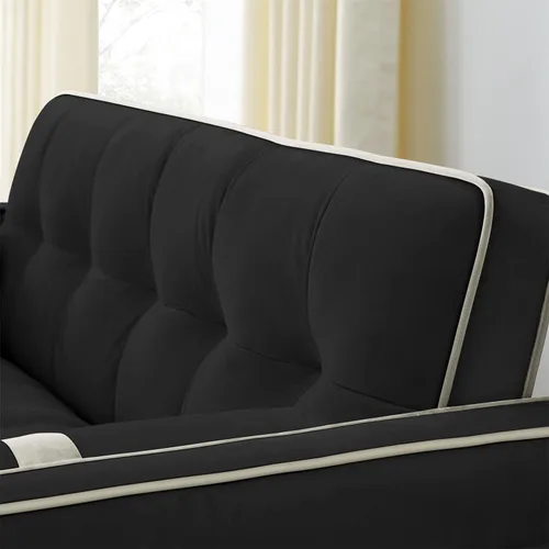 Vista 7 de LKTART Sofá cama convertible, sofá cama 3 en 1, sofá cama con cama extraíble, sofá biplaza con respaldo ajustable y almohadas para sala de estar