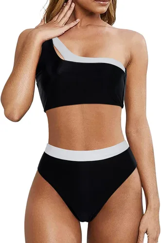 Vista 87 de MOOSLOVER Traje de baño de dos piezas con corte alto y cintura alta para mujer