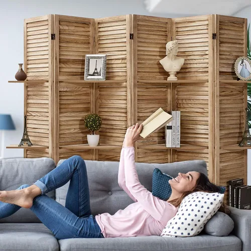 Vista 6 de RHF - Panel de división de madera de 5.6 pies de alto, pantallas divisoras de habitación plegables de madera, divisor de panel y separadores