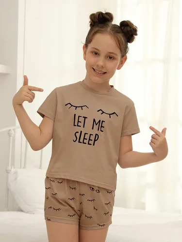 Vista 4 de Kingdenergy Conjunto de 2 piezas de camiseta y pantalón corto para niñas
