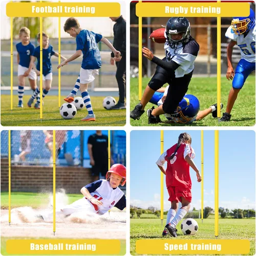 Vista 7 de 10 bastones de agilidad de fútbol, bastones de fútbol ajustables de 5 pies, equipo de entrenamiento de fútbol, palos de entrenamiento de fútbol