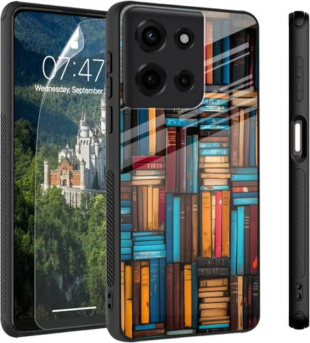 Vista 91 de Funda para Motorola Moto Edge 2022, cubierta trasera de vidrio templado con protector de pantalla, funda protectora a prueba de golpes para Motorola