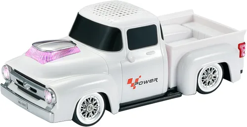 Vista 11 de Altavoz Bluetooth para camioneta vintage, modelo de camión retro con sonido HD, micrófono integrado, luces LED de fiesta, doble emparejamiento TWS