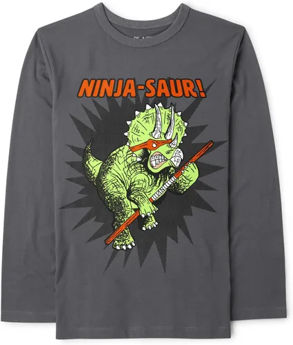 Vista 7 de The Children's Place Boys' Dinos,Cars,Sports Long Sleeve Graphic T-Shirts Jugador de Bball Jump