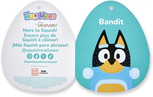 Vista 6 de Squishmallows Original Bluey Bandit HugMees de 10 pulgadas - Peluche oficial de Jazwares ultrasuave de tamaño mediano